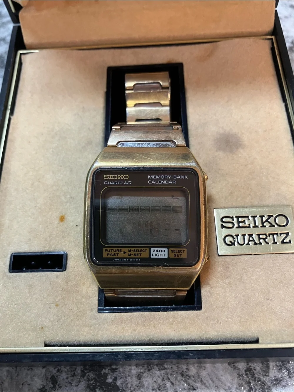 Vintage Seiko M354-5019 James Bond Memory Bank Watch Japan w/Box